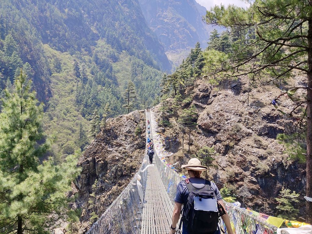 Suspension Bridge, Dhudh Kosi rivier, Nepal
